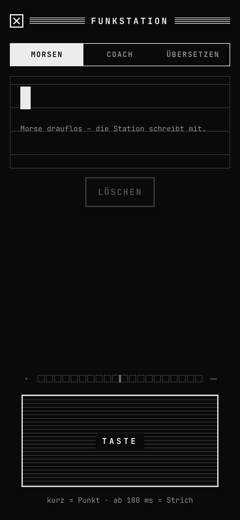 The radio station with a Morse key and live decoder